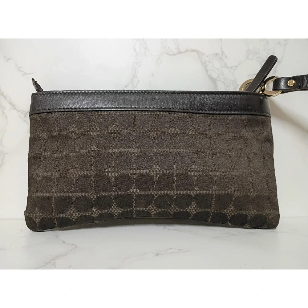 KATE SPADE Brown Classic Linet Jacquard Wristlet - EUC